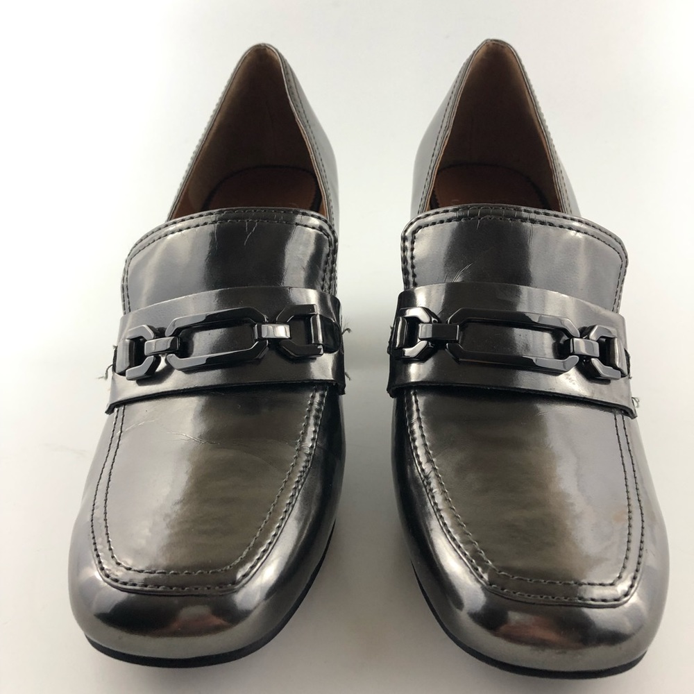 Franco Sarto Metallic Stacked Heel Loafer